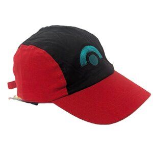 Anime Trainer Style Red & Black Adjustable Baseball Cap Green Logo